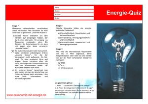 Energie-Quiz - Ökonomie mit Energie