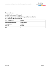 Modulhandbuch Fakultät Technik und Wirtschaft Studiengang