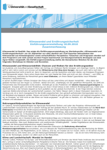 Klimawandel und Ernährungssicherheit Einführungsveranstaltung 18