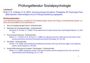 Prüfungsliteratur Sozialpsychologie