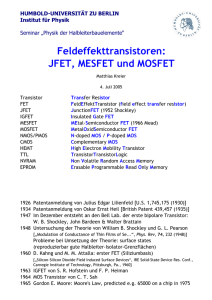 Feldeffekttransistoren: JFET, MESFET und MOSFET