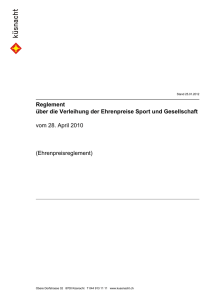 Reglement über die Verleihung der Ehrenpreise Sport und