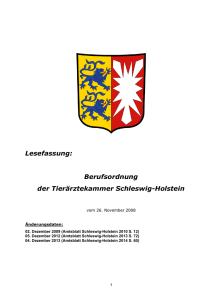 Berufsordnung der Tierärztekammer Schleswig-Holstein