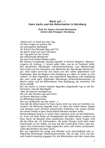 Wach auf ! Hans Sachs und die Reformation in Nürnberg