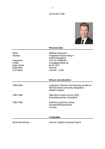 1 Curriculum Vitae Personal data Name Mathias Kossmann Address