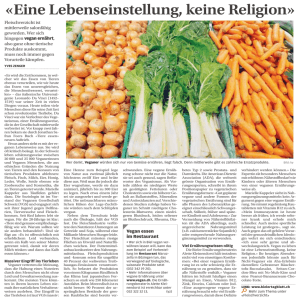 Artikel Bieler Tagblatt - Vegane Gesellschaft Schweiz