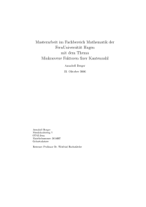 Masterarbeit im Fachbereich Mathematik der FernUniversität Hagen