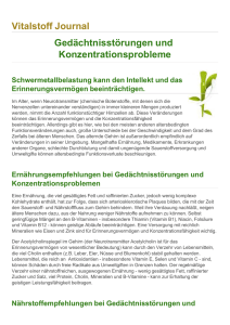 Vitalstoff Journal Gedächtnisstörungen und Konzentrationsprobleme