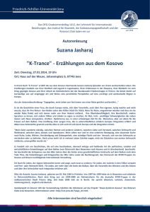 Suzana Jasharaj "K-Trance" - Erzählungen aus dem Kosovo