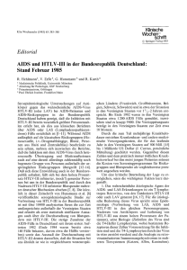AIDS und HTLV-III in der Bundesrepublik Deutschland: Stand