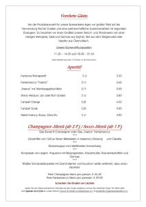 Verehrte Gäste, Aperitif Champagner-Menü (ab 2 P.)