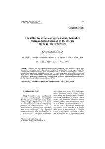 The influence of Nosema apis on young honeybee queens and