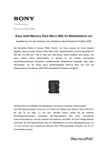 Sony stellt Memory Stick Micro (M2) für Mobiltelefone vor