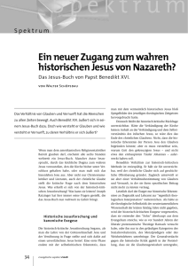 Ein neuer Zugang zum wahren historischen Jesus von Nazareth?