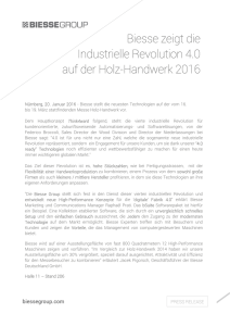 Biesse zeigt die Industrielle Revolution 4.0 auf der Holz