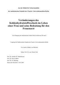 Veränderungen des Kohlenhydratstoffwechsels im Leben einer Frau