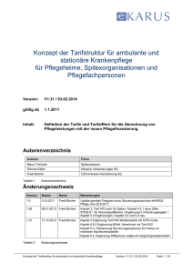 Konzept der Tarifstruktur für ambulante und stationäre