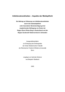 Infektionskrankheiten – Aspekte der Meldepflicht Ein Beitrag zur