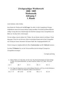 Zweisprachiger Wettbewerb 2008 / 2009 Mathematik Jahrgang 3 1