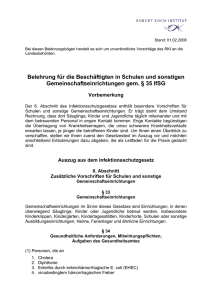 Belehrung für die Beschäftigten in Schulen und sonstigen