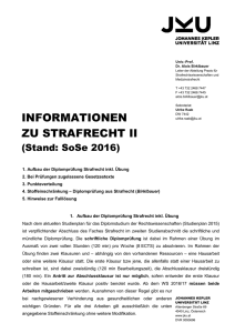 Info Strafrecht II - ab Sommer 2016