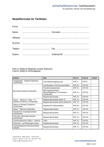 Bestellformular für Tariflisten - Wirtschaftskammer.liechtenstein