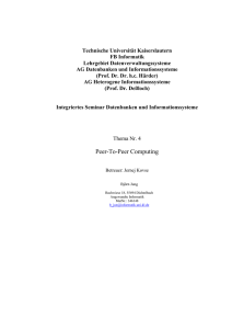 Peer-To-Peer Computing - Lehrgebiet Informationssysteme