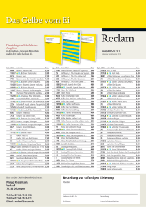 Reclam Verlag | Bestellblatt "Das Gelbe vom Ei" | Stand Januar 2015
