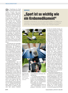 Sport ist so wichtig wie ein Krebsmedikament