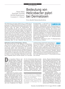 Bedeutung von Helicobacter pylori bei Dermatosen