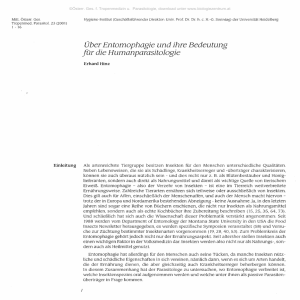 &Uuml;ber Entomophagie und ihre Bedeutung f&uuml;r die