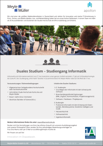 Duales Studium – Studiengang Informatik - Medien-/IT