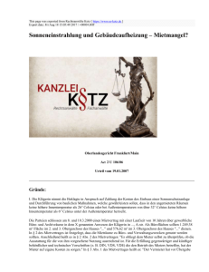 Sonneneinstrahlung und Geb&auml;udeaufheizung &ndash; Mietmangel