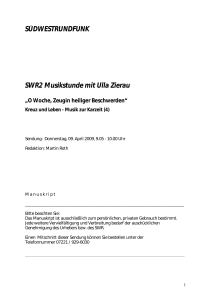 SÜDWESTRUNDFUNK SWR2 Musikstunde mit Ulla Zierau