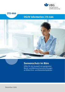 DGUV Information 215-444 &bdquo;Sonnenschutz im B&uuml;ro&ldquo;