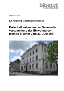 versammlung der Einwohnerge- meinde Biberist vom 22. Juni 2017