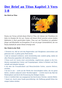 Der Brief an Titus Kapitel 3 Vers 1-8