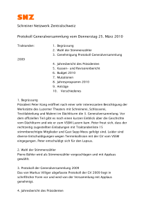 Protokoll GV 2010 - Schreiner - Netzwerk