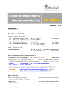Bachelor-Studiengang Geowissenschaften SS 2008