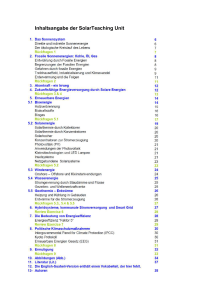 Inhaltsangabe der SolarTeaching Unit - Deutsch