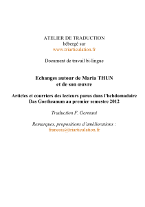 Echanges autour de Maria THUN et de son œuvre