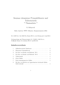 Seminar elementare Primzahltheorie und Teilerstatistik