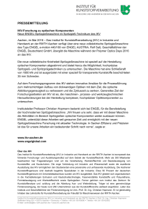 Pressemitteilung des IKV - Das Institut für Kunststoffverarbeitung