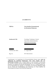 AUSARBEITUNG THEMA: Zum aktuellen Erkenntnisstand des