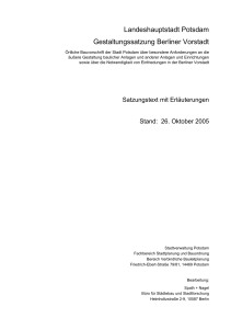 Landeshauptstadt Potsdam Gestaltungssatzung Berliner Vorstadt