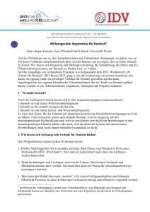 Ergebnis des Workshops A: Wirkungsvolle Argumente für Deutsch