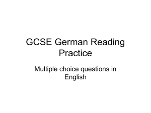 GCSE German Reading Practice