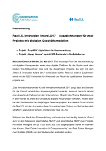 Real IS Innovation Award 2017 – Auszeichnungen für zwei Projekte