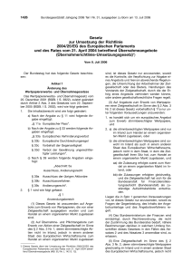 Gesetz zur Umsetzung der Richtlinie 2004/25/EG des Europäischen