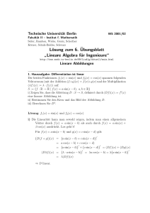 Lösung zum 6.¨Ubungsblatt ” Lineare Algebra für Ingenieure“
